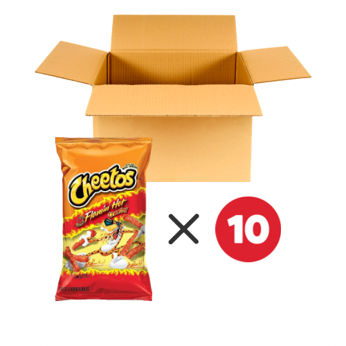 Cheetos flaming hot 226 gram box 10 pieces